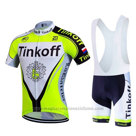 2017 Abbigliamento Ciclismo Tinkoff Aceso Verde Manica Corta e Salopette